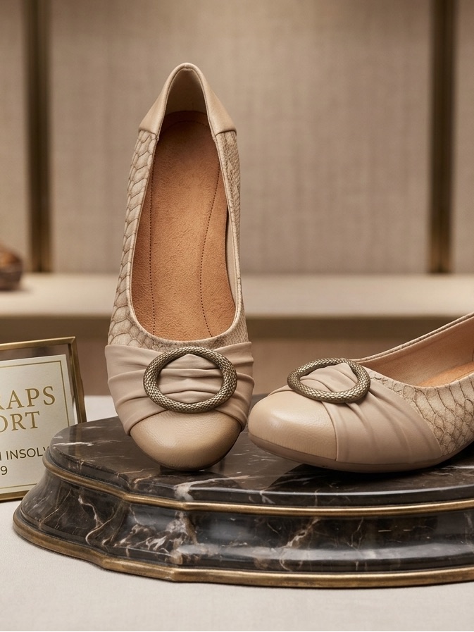 Skechers Neutral Taupe Quilted Ballet Flats With Braided Ring